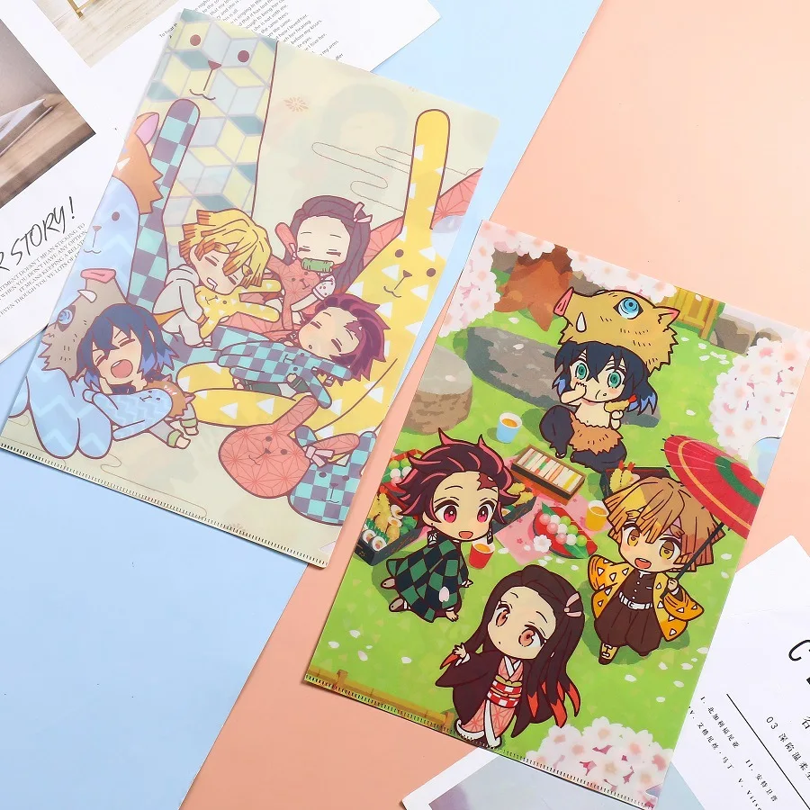Demon Slayer File Bag Kimetsu no Yaiba Cartoon Document Holder For Student Office Anime File Pocket