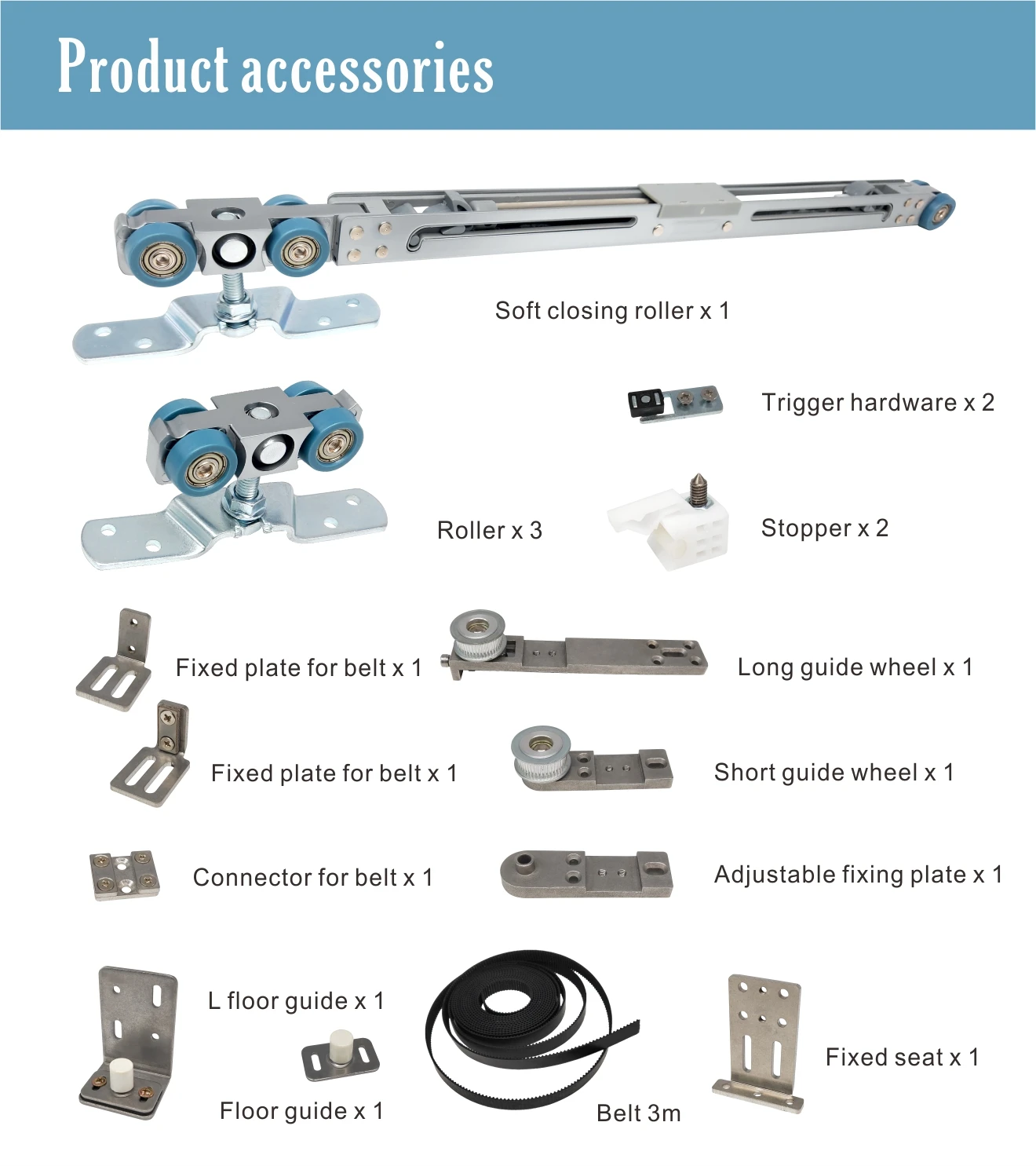Synchronize soft closing sliding  door rollers for 2 doors for  soft close telescopic sliding door