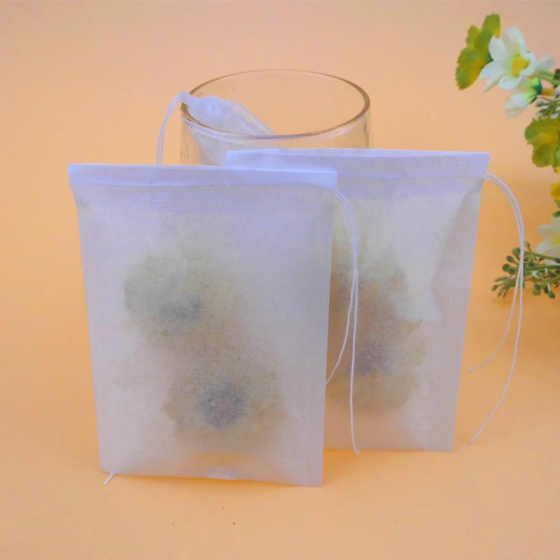 Tea Filter Bags, Disposable Paper Tea Bag with Drawstring Safe Strong Penetration Unbleached Paper for Loose Leaf Tea,Coffee