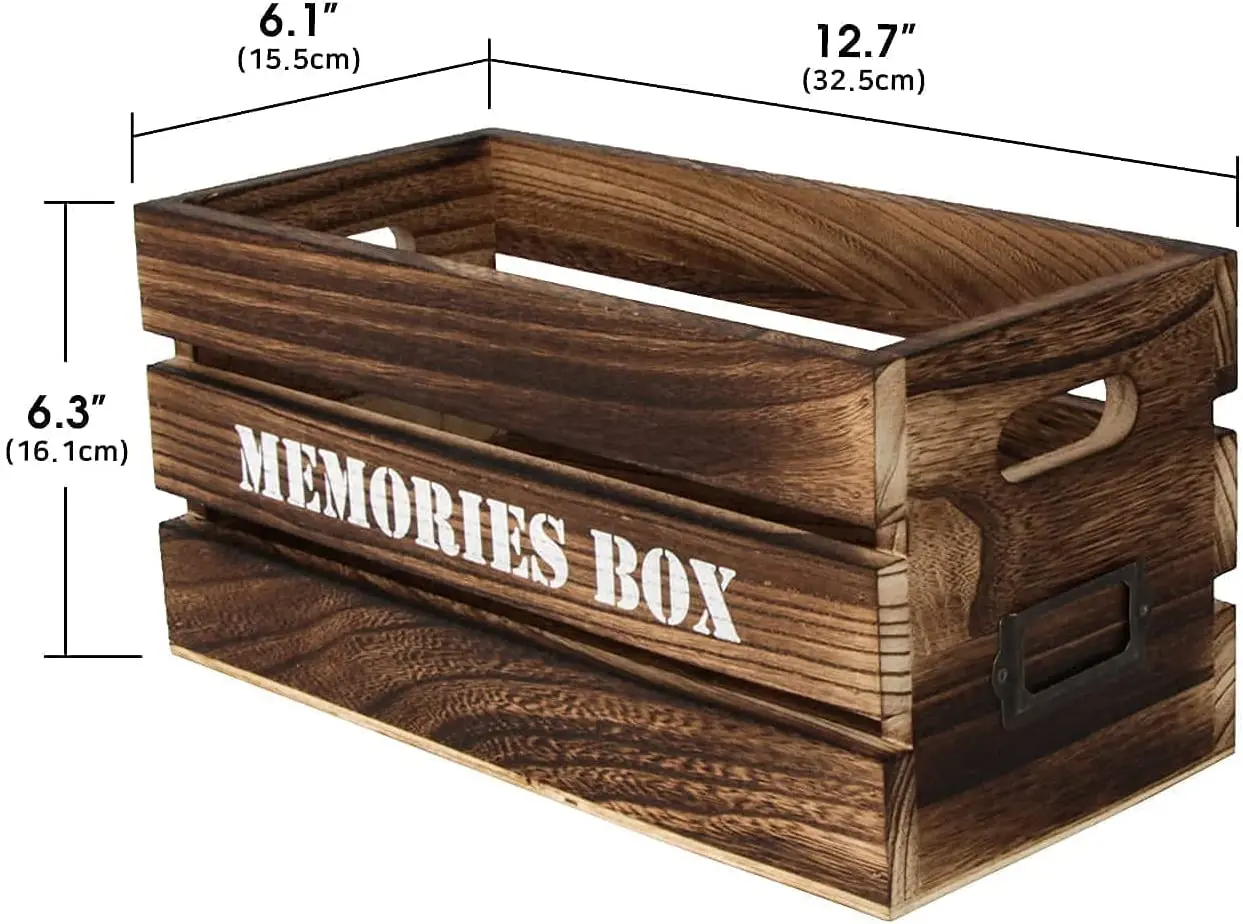 CD Storage Box Holder Case Tray with Handles, Rustic Wood Media Tray Box Holds 30 CD Cases for Home Storage and Organization