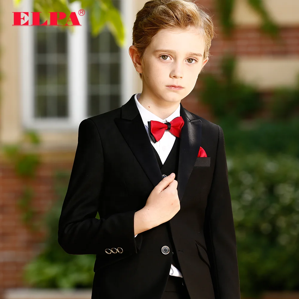 
ELPA designer 3 piece kids boys black formal tuxedo party wedding ceremonial suits set for children boys 