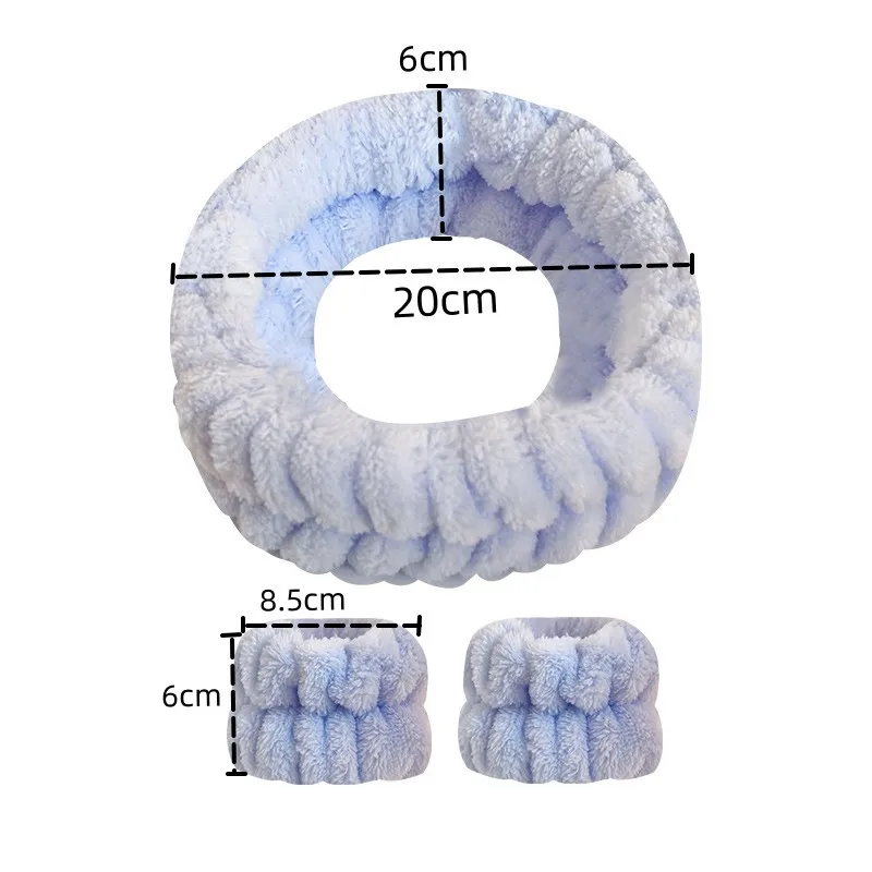 Solid color plush hair band for women face makeup headband wrist strap simple monochrome headband set
