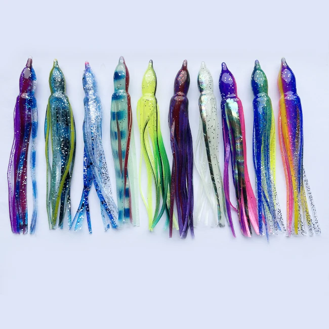 Tuna trolling squid lures octopus skirts rubber saltwater lure