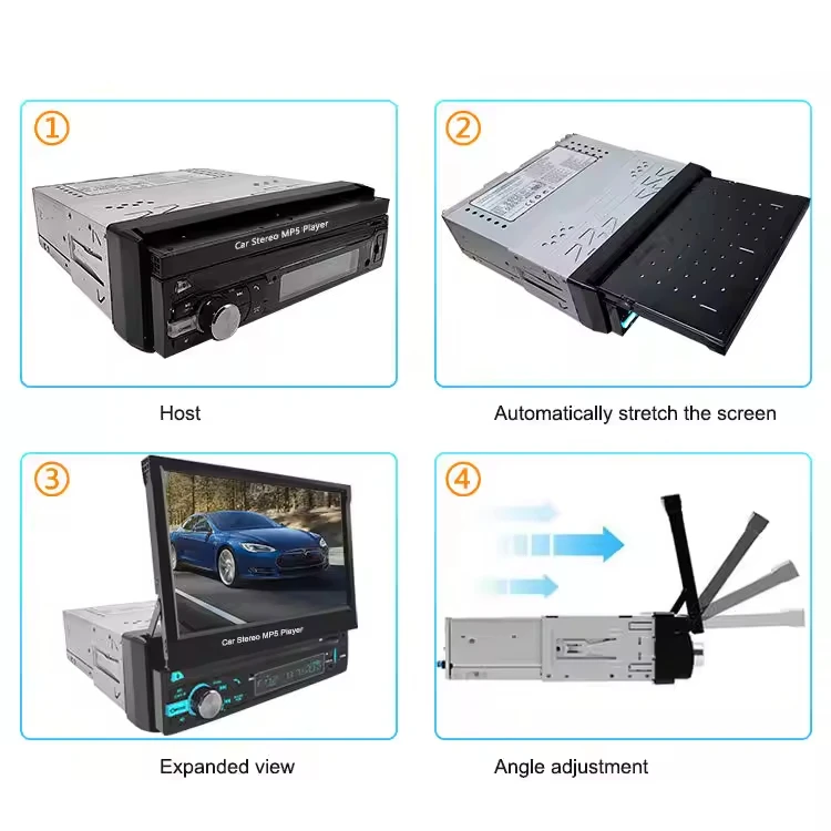 7 Inch auto retractable car player Wireless Car Display Digital 1din tv lcd mp5 player rearview mirror car video monitor with TV
