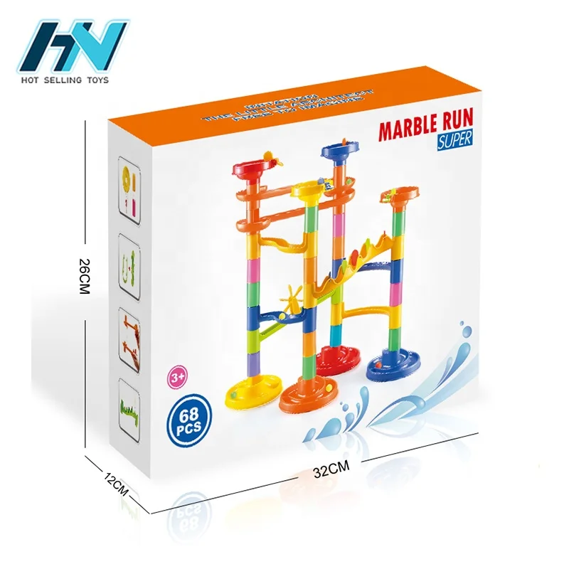 68pcs kids diy marble run balls building bricks track toy set blocks track