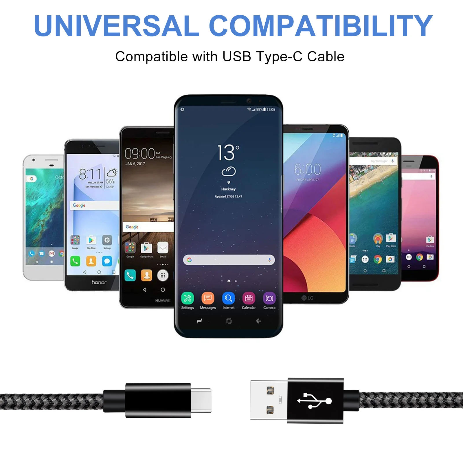 Cutomization 3A Fast Charger Nylon Cord Braided USB2.0 to Type C Charging
