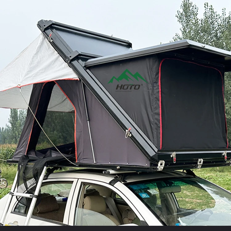 HOTO new design model rooftop tent aluminum hard shell z shape canvas slim tent box family car roof top tent for sale