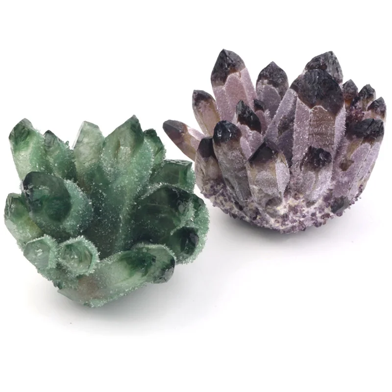 Lab Created Crystal Cluster Man-made Green Purple Quartz Wholesale
