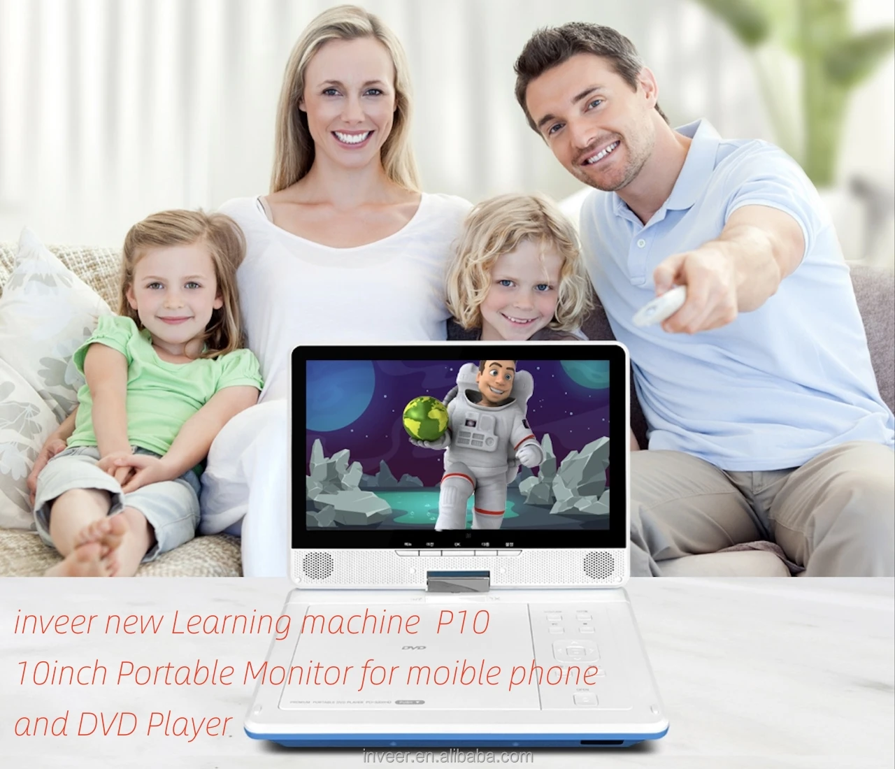 Inveer Новый 10-дюймовый поворотный ЖК-дизайн DVD портативный плеер с батареей 4 часа HDMi Портативный DVD-плеер модель P10 для детей мультфильм