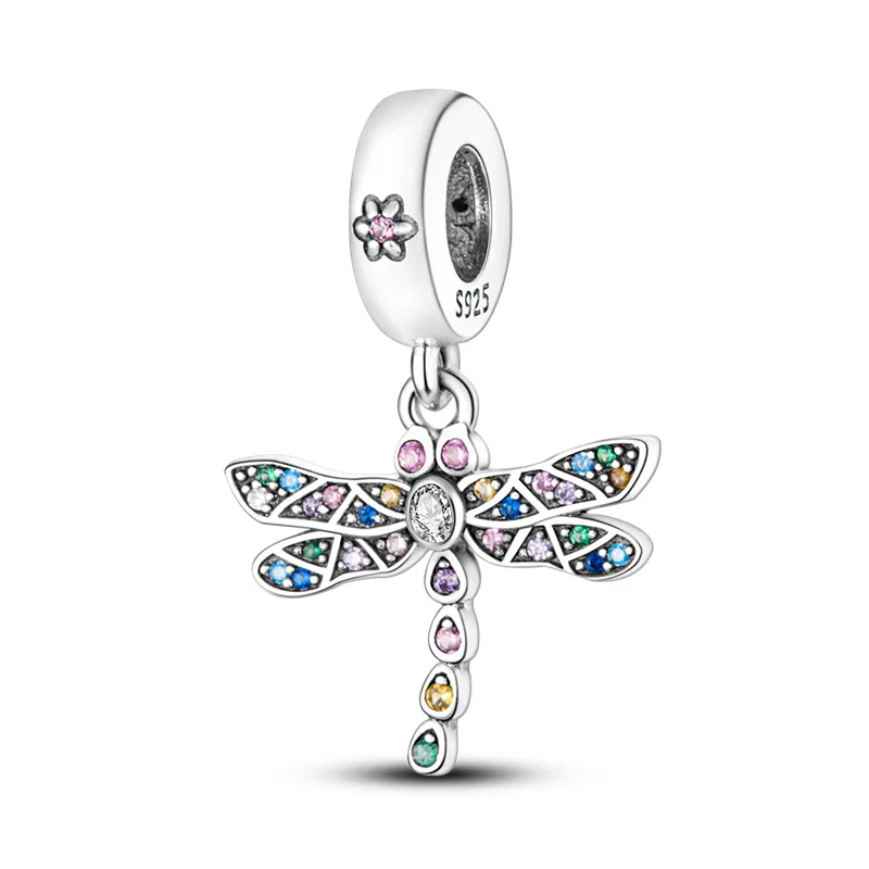 New purple jewelry 925 Sterling Silver Heart bag butterfly flower Beads for Jewelry Making Silver Charm fit pan Bracelet gift