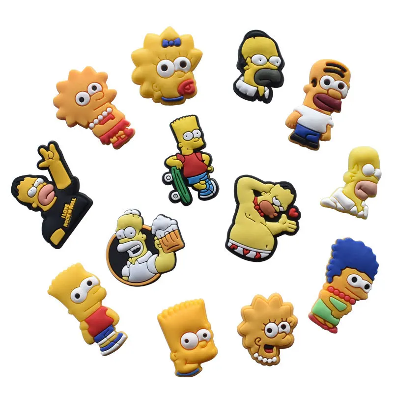 Hot Sale Homer Simpson Croc Charms Decoration Shoe Charms For Accessories For Kids Party Gifts