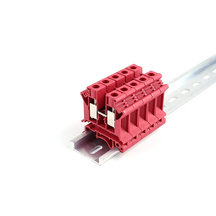 UK10N Red 24-8 AWG 0.5-10mm Nylon Plastic Electric Universal Feed Through Screw Type panel mountedcable DIN Rail Terminal Blocks