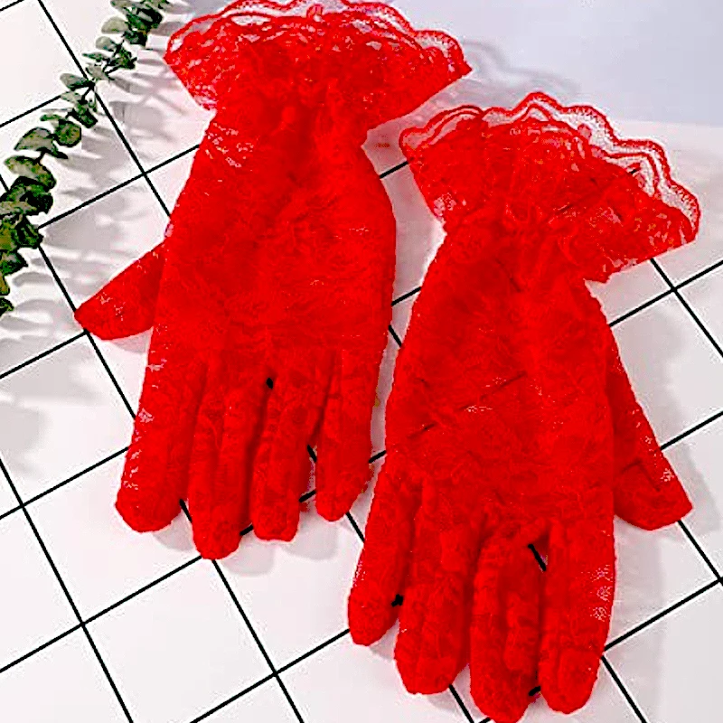 Elegant Short Gloves Courtesy Summer for Wedding Dinner Parties Ladies Lace