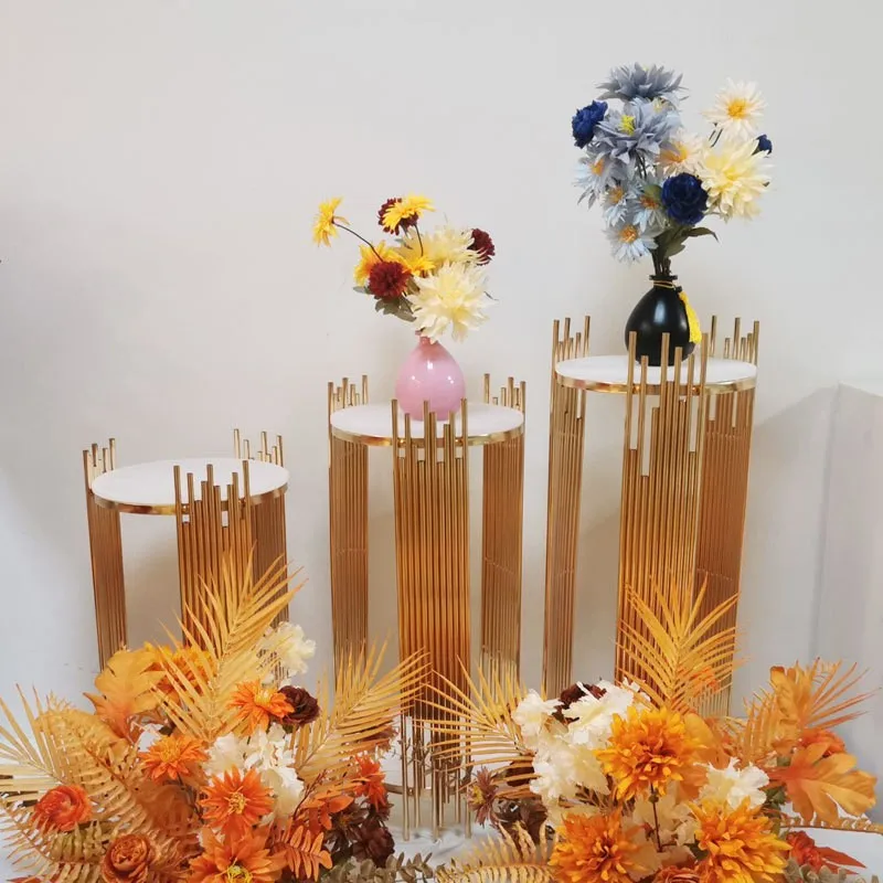 Gold Cake Table Flower Stand Wedding Gold Table Centerpieces