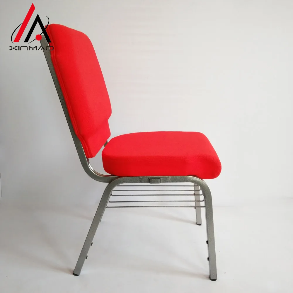Wholesale premium red upholstered church chairs with bookshelves and writing boards