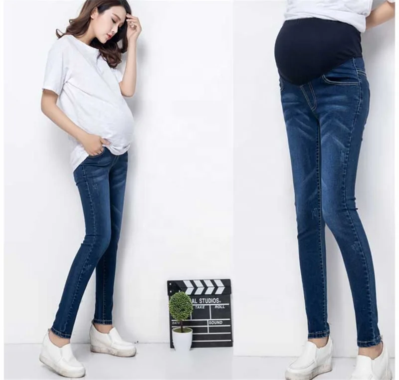 100% хлопковые джинсы для беременных; Сезон весна-осень; Беременности живот эластичные тонкие джинсовые штаны для беременных женщин, платья больших размеров для L-5XL
