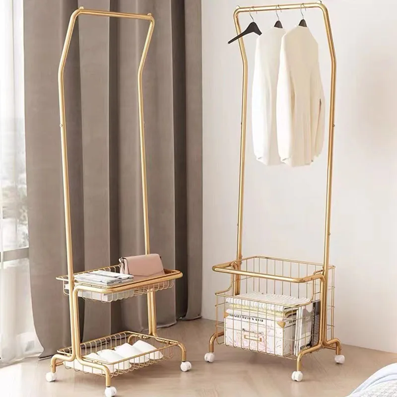 Clothes Rack Portable Extra Large Garment Rack 2-Tire Storage Box Shelves For Entryway and Bed Room Patented Design