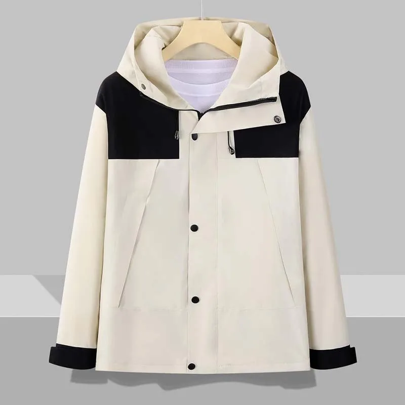 Custom Men Windbreaker Jacket With Hooded Crocheted Weaving Casual Style Winter Zipper Running Jackets Waterproof