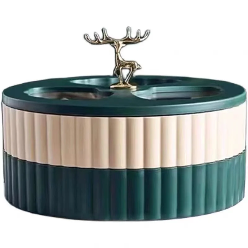 Light luxury cover elk white and gold compartment fruit bowl plate table on the table seeds and peanuts storage box