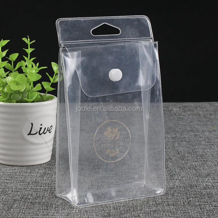 Hot selling transparent pvc button lock bag bikini bag water-proof plastic bag