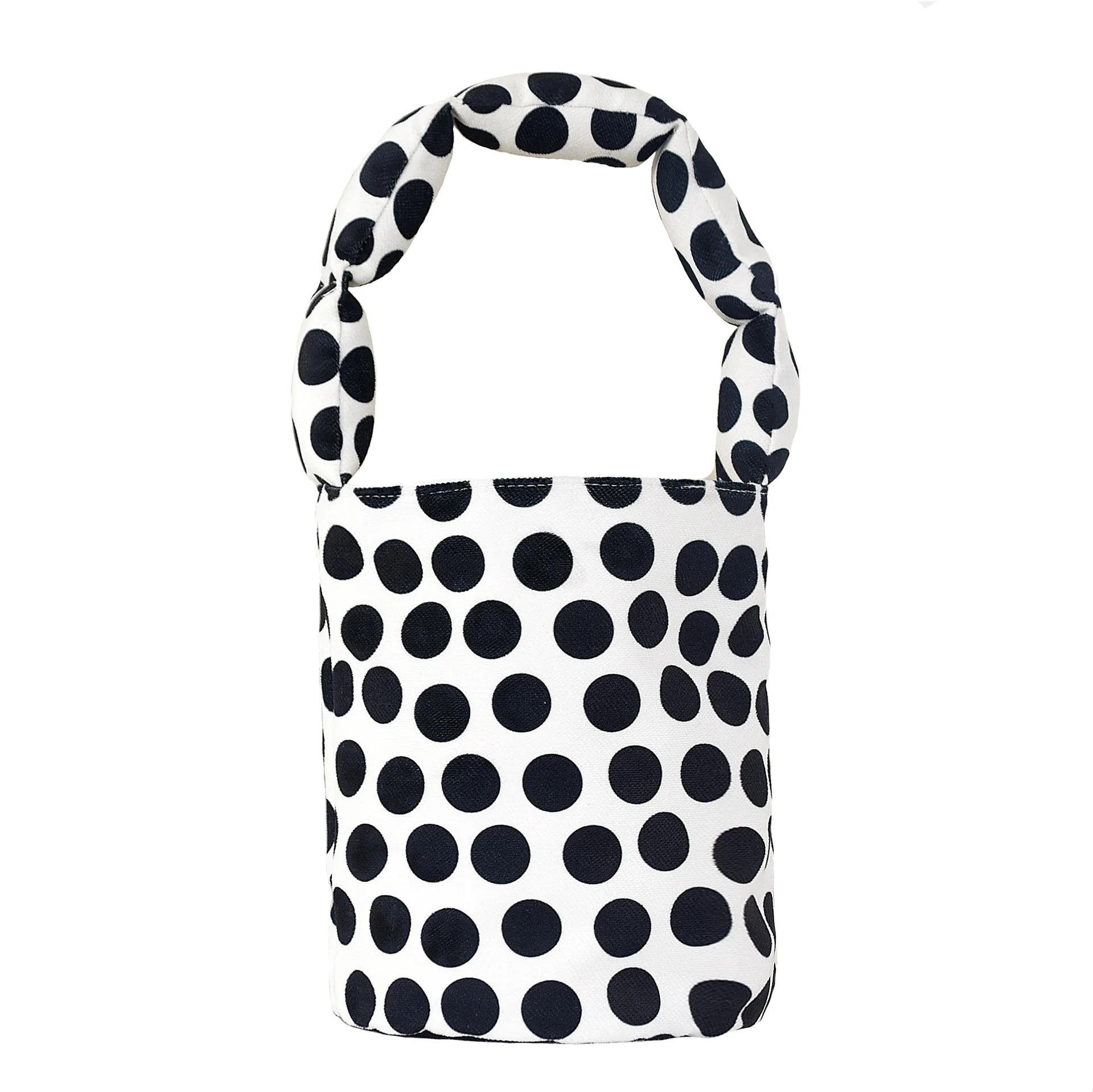 2022 New Handbag Canvas Small Cow Wave Dot Bucket Cute Girl Handbag Bento Bag