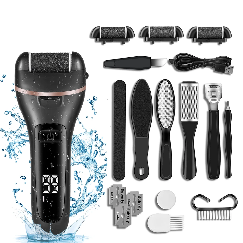 Waterproof Professional Pedicure Tools LED Rechargeable Electric Foot Callus Remover For Foot Care