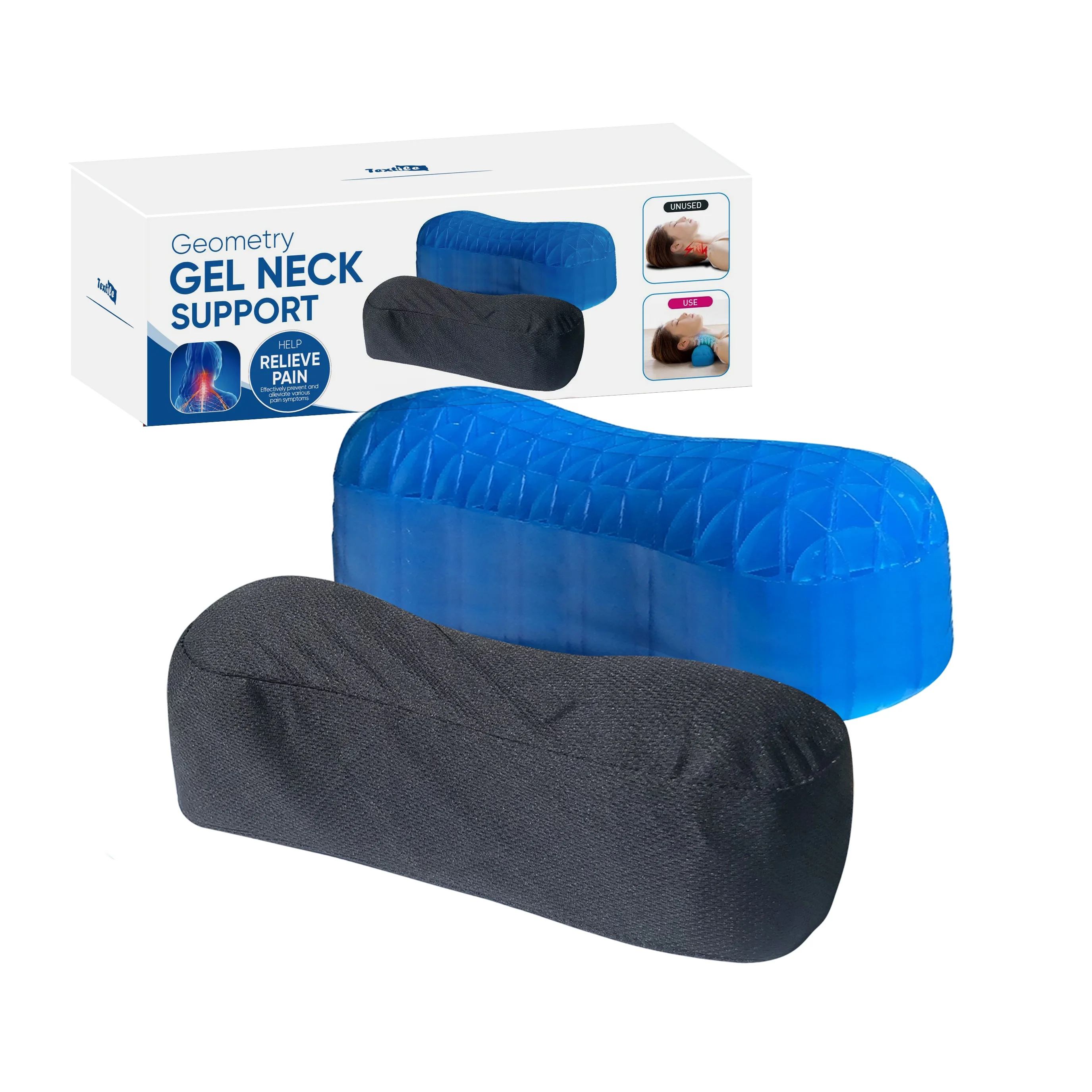 Kingworth Orthopedic Cooling Touch Hexagon Gel Sleeping Natural Cold Half Tpe Composited Pillow For Neck Support