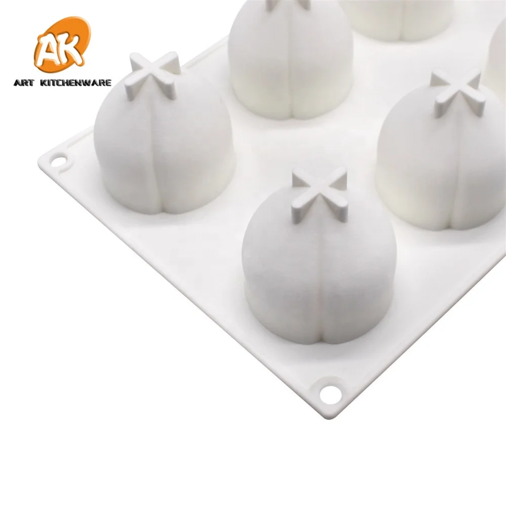 AK 8cavities Peach Shaped Silicone Mousse Cake Molds for Bakery Kitchenware Pastry Baking Tools Chocolate Mold MC-128