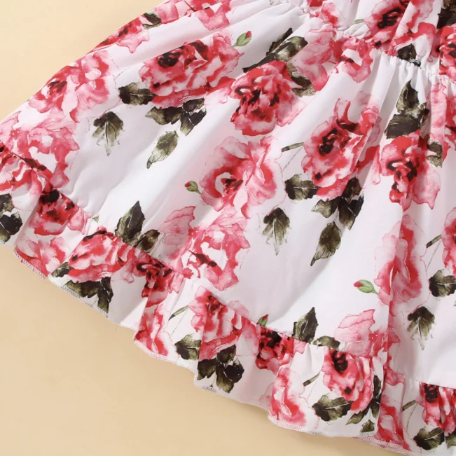 Оптовая продажа летняя детская юбка платье на одно плечо с милым цветочным принтом для девочек одежда