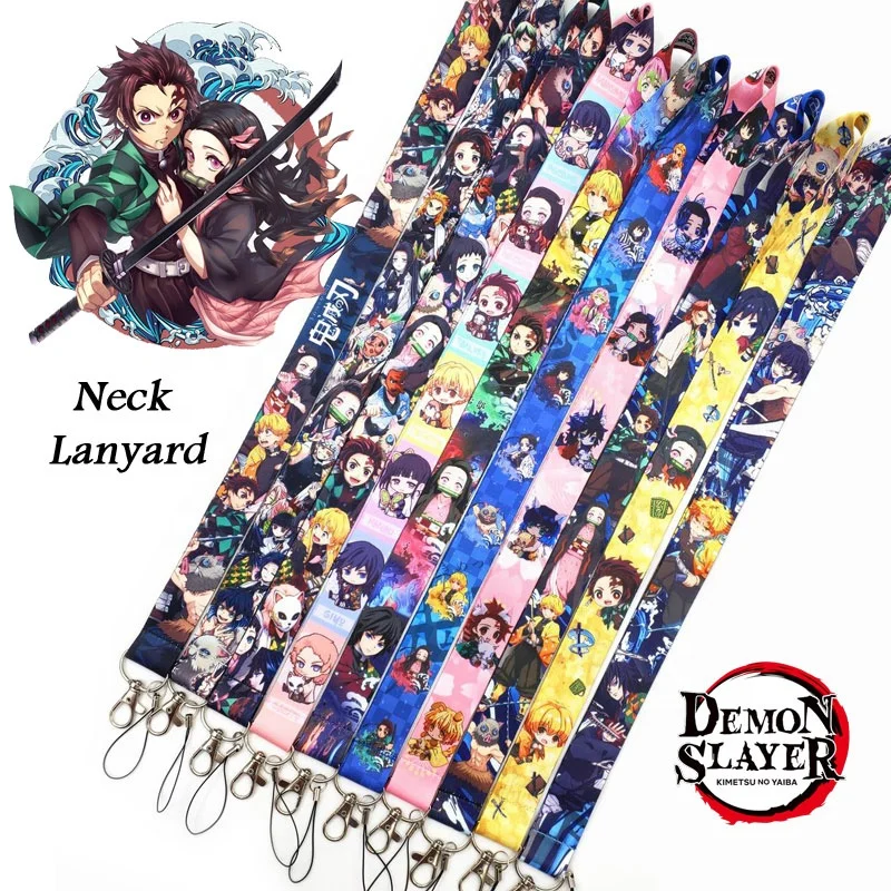 Demon Slayer Anime Comics Neck Lanyard Keychain Polyester Strap Lanyards for Cellphone Camera ID Card Holder