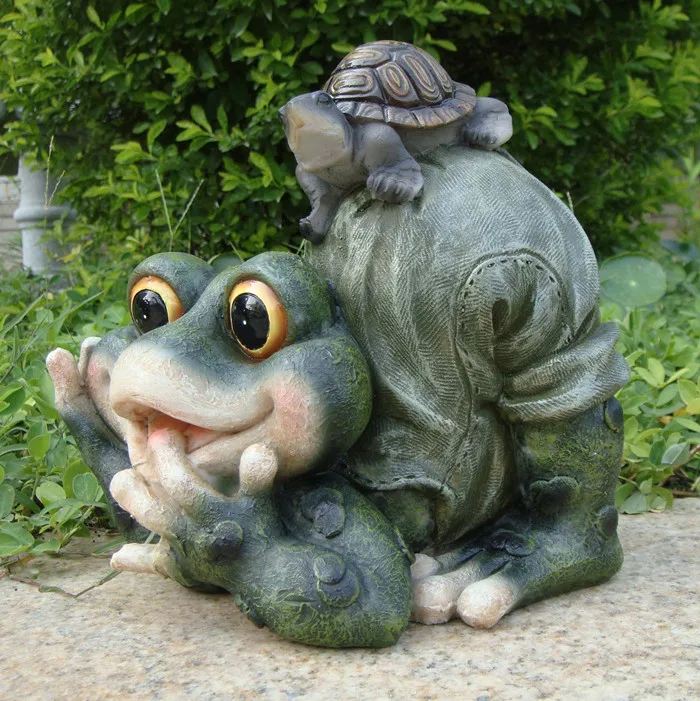 Creative Resin Frog and Turtle Outdoor Garden Statue Crafts Animal Statue Frog Figurine Yard Garden Lawn Decoration Sculpture