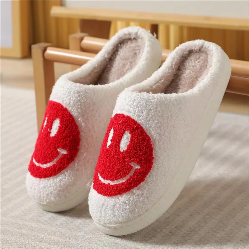 Yangzhou Smiling Face Indoor Cute Cartoon emojis Slippers Plush Thermal Sandals for Ladies and Gentlemen