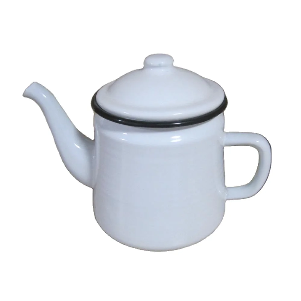 Retro Steel Enamel Teapot Coffee Pot With Lid Food Safe
