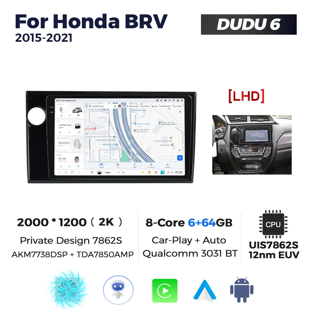 MEKEDE DUDU7 12+512 car-play auto Android gps navigation For Honda BRV 2015-2021 360 panoramic camera