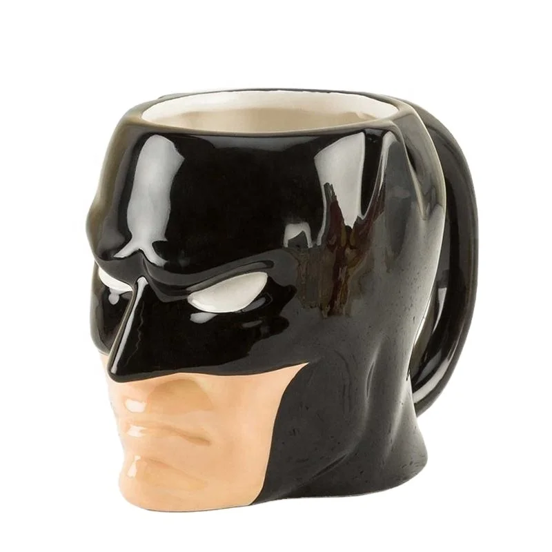 Wholesale 3D Batman-cutge Ceramic Cup Mug Cappuccino Coffee Cup Cartoon Mugs Reusable Tea Milk Ceramic Custom Logo Porcelain 24