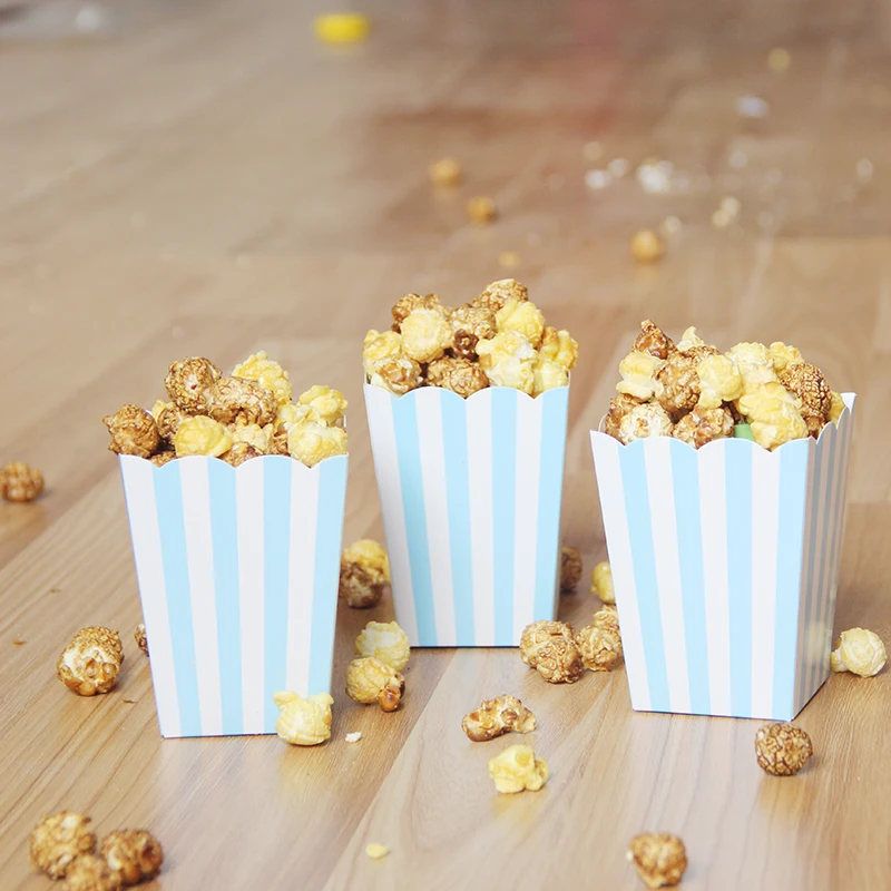 
Factory Custom Wholesale Popcorn Box Stripe Paper Cups French Fries Holder Disposable Party Baking Supplies 