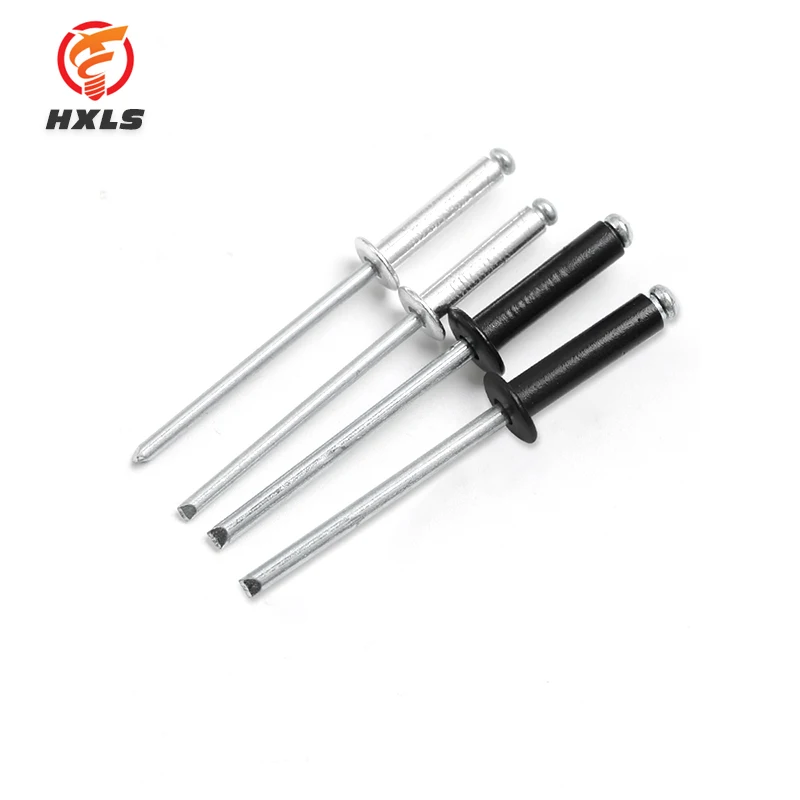 Factory supply 3.2mm 4mm5mm6.4mm round head steel black open type steel  aluminium blind rivets pop blind rivets
