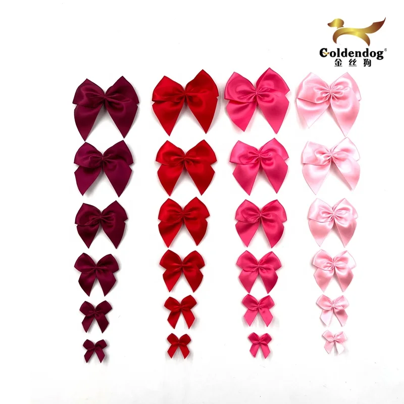Cheap factory wholesale colors handmade pre made mini satin ribbon bow for decoration