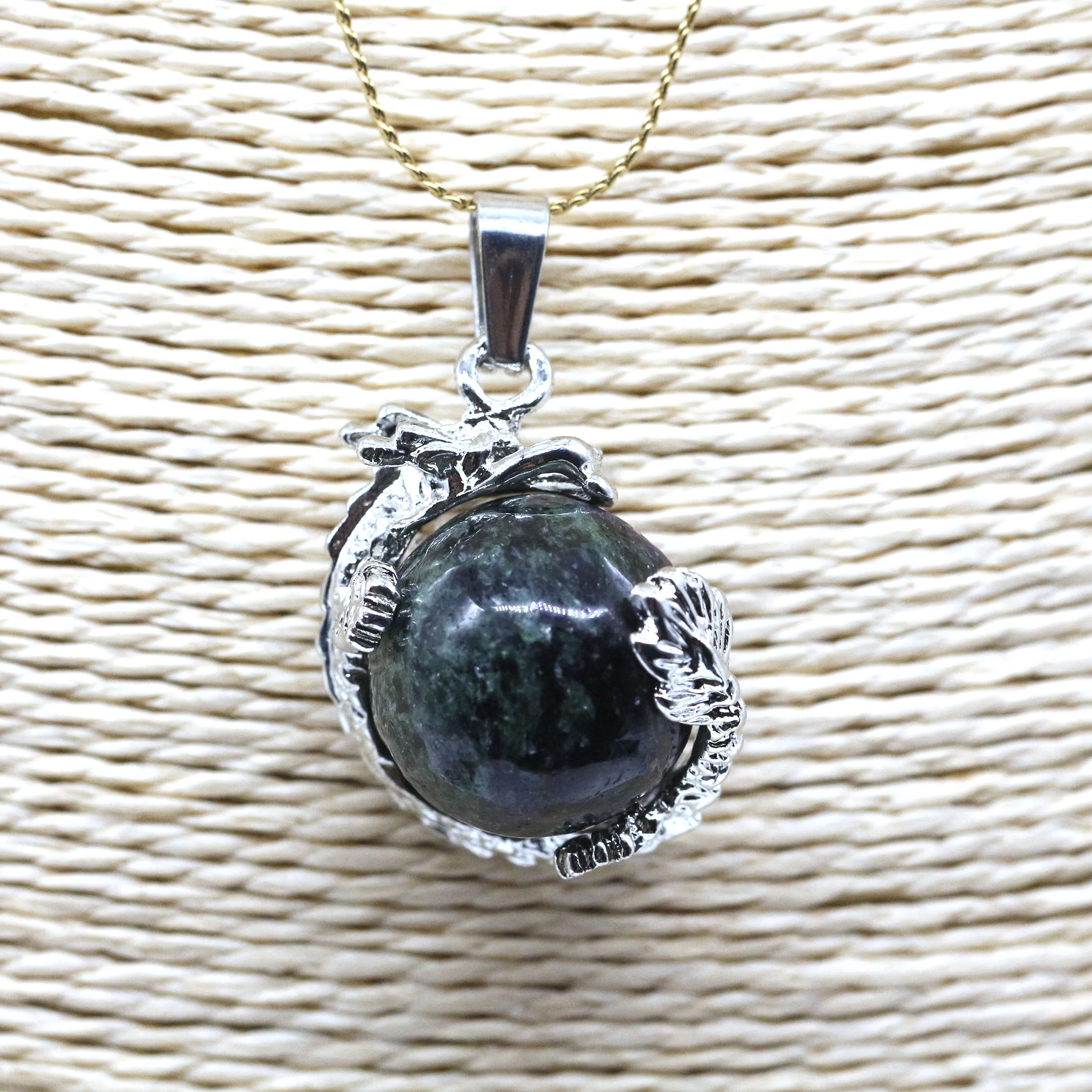 Natural Lapis Lazuli Stone Pendants for Necklace 16mm Round Bead Ball Dragon Claw Charms Pendant Jewelry