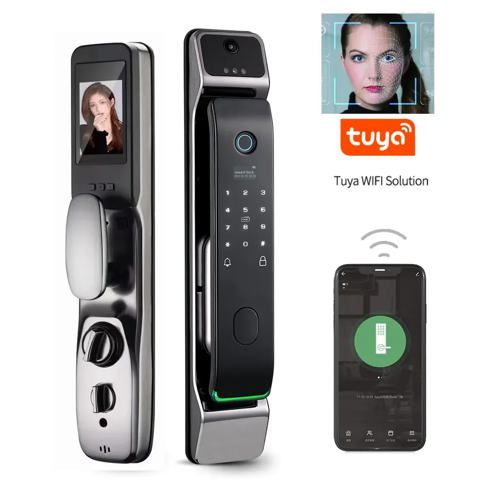 Aether KDS2 Biometric 3D Face Recognition Tuya App Fingerprint Smart Door Lock With Camera