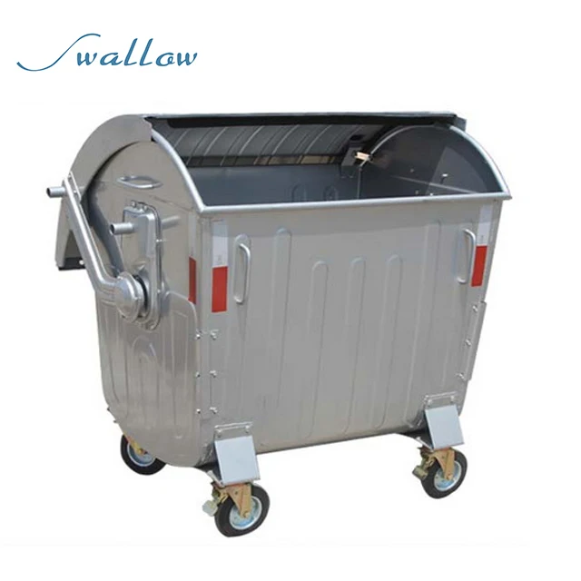 Waste management 1100L galvanized can garbage recycling container