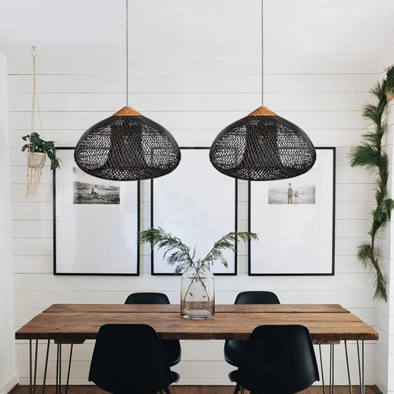 Elegant Rattan Lampshade Frame Decorative Lighting Vintage Home Decorative Ceiling Chandelier Shade