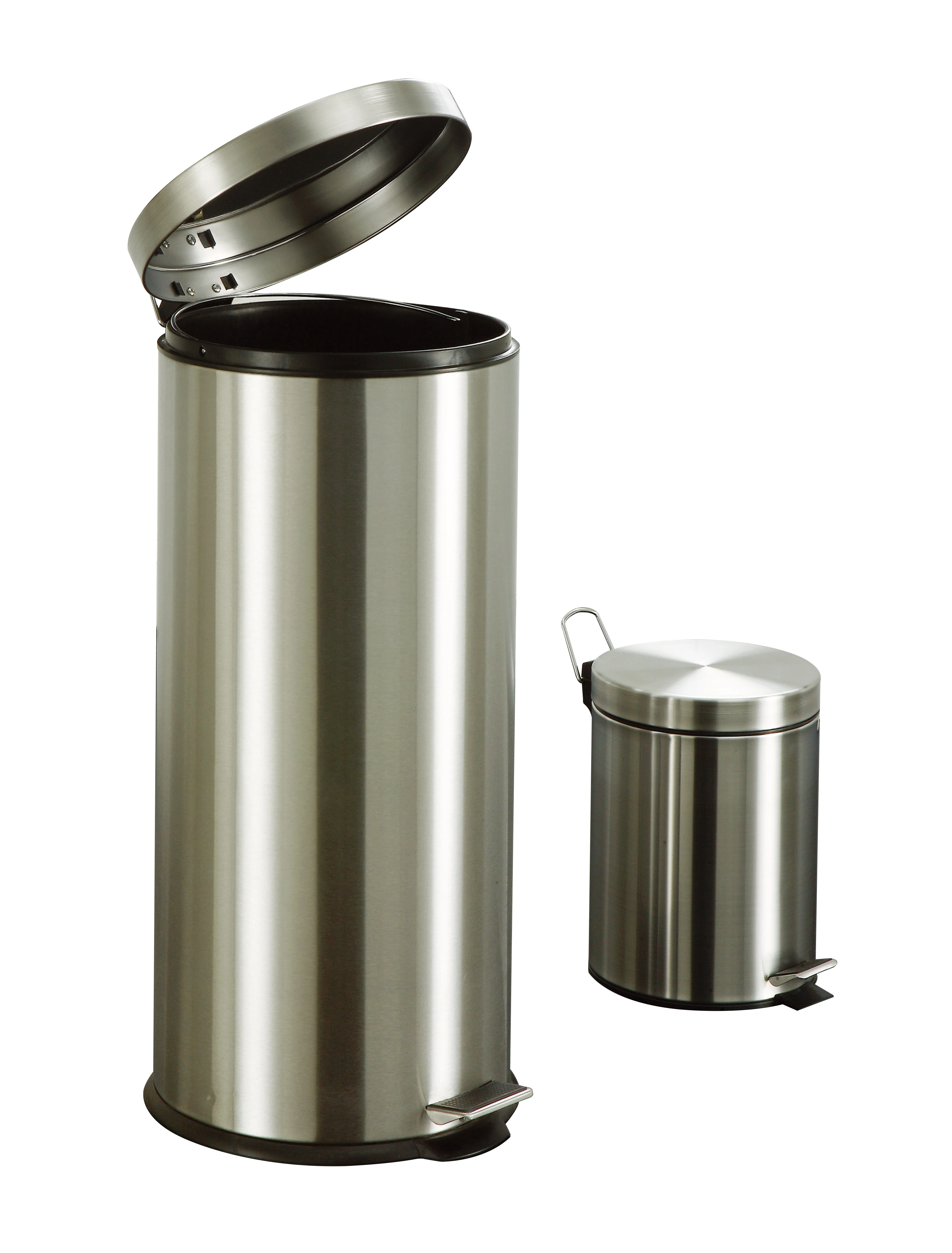 
Basic Style Round Shape Waste Bin 3/5/7/12/20/27/30L Stainless Steel Garbage Trash Bin Metal Trash Can with inner bucket 