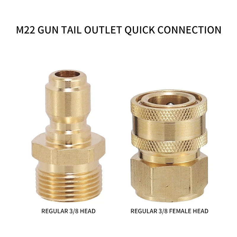 Brass 3/8 Inch Quick Release Connector With M22 Thread 15mm Pin Adapter For High Pressure Car  Washer Hose