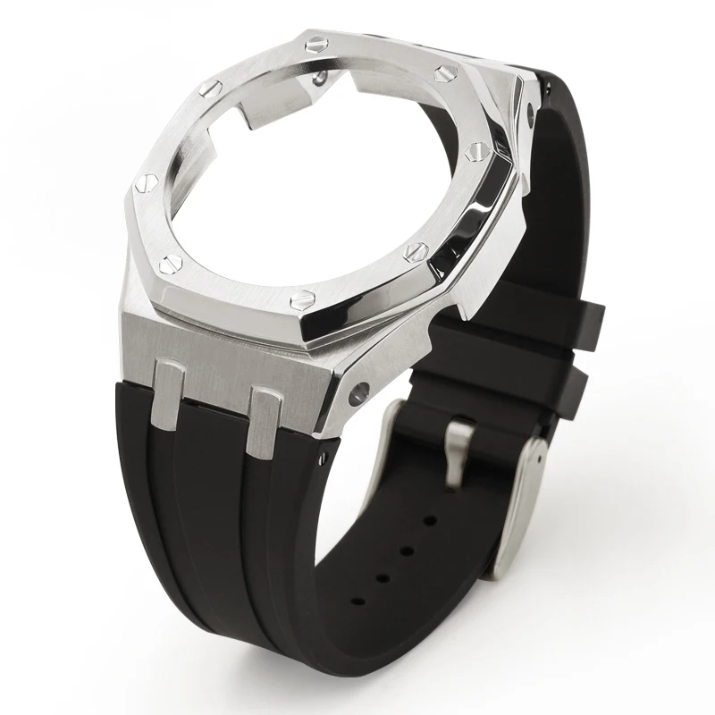 ON SALE GA2100 Mod Kit Metal Case Bezel Rubber Strap Pin Buckle for G SHOCK G-A2100 GA-2110 GA-B2100 Watch Parts Replacement