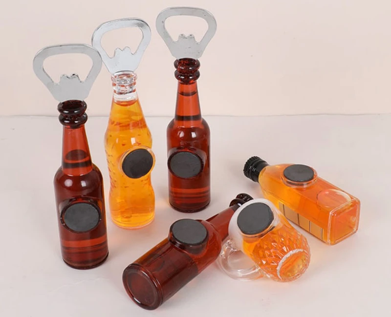 HXY custom epoxy logo personalized acrylic beer bottle shape opener beer opener fridge magnet bottle opener for gift