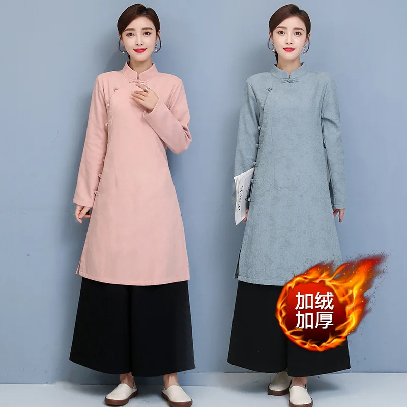  Новое поступление современный Чонсам chongsam в традиционном китайском стиле baju Длинная женская одежда hanfu для осени весны и