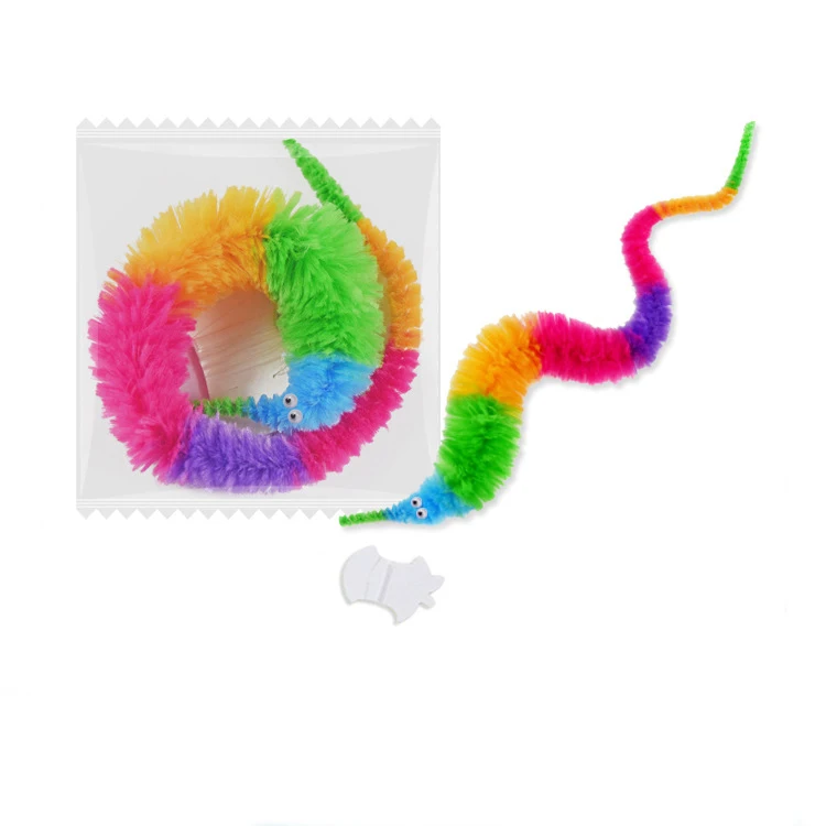 Street Magic Funny  Wiggle Twist Worm 23 cm  Plush Worm  Magic Trick Wiggly Plush  Rainbow Color Worm Toy