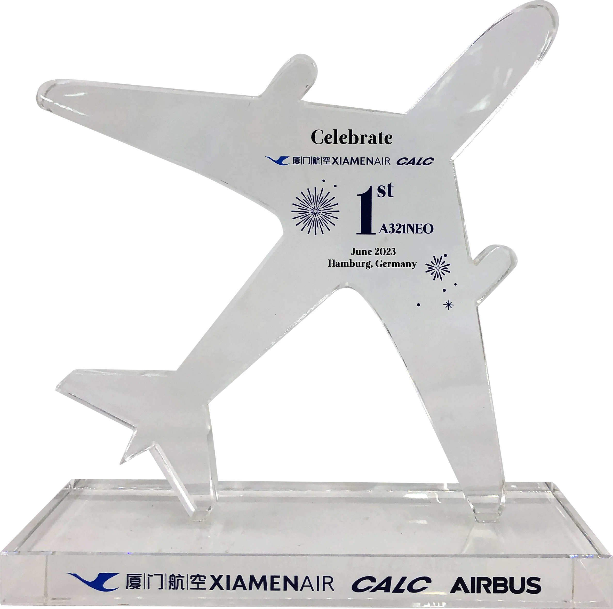 Jadevertu Plane model  Customized glass plaque Award Trophy  Annual ceremony Souvenir Gift Acrylic plane personalize
