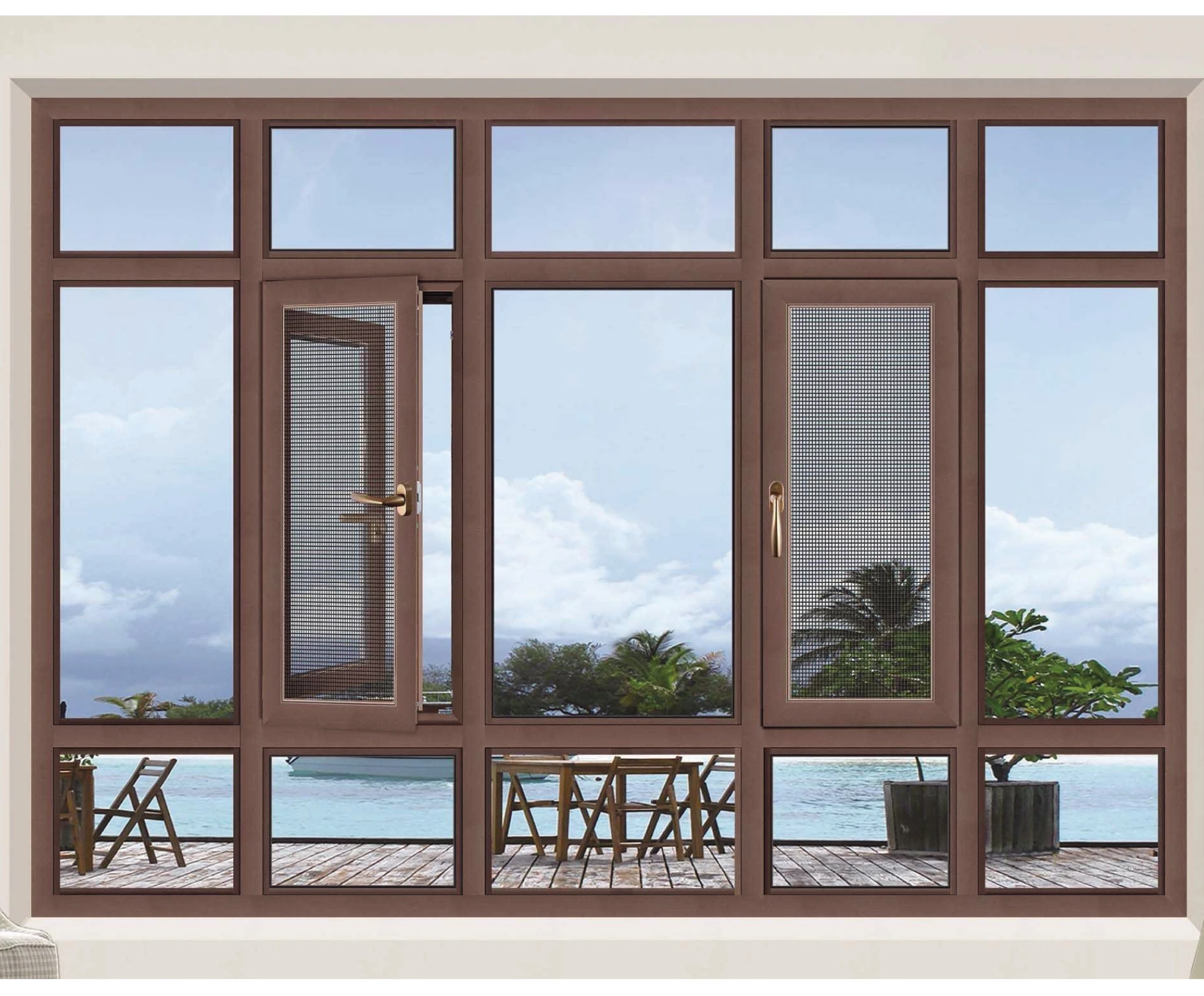 Minimalist Anti-Theft Broken Bridge Aluminum System Soundproof Casement Windows Stainless Steel Horizontal Screen Window